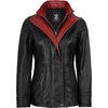 image:imageWomens 100 Lambskin Leather Jacket Wide Notch Lapel Collar with Zip FrontBlack  Red
