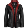 image:imageWomens 100 Lambskin Leather Jacket Wide Notch Lapel Collar with Zip FrontBlack  Red