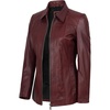 image:imageDecrum 100 Real Leather Car Coat for Women Long Jacket With Shirt CollarBurgundy