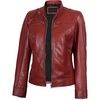 image:imageDecrum Cafe Racer Real Lambskin Motorcycle Style Leather Jacket WomenRed