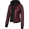 image:imageDecrum Real Lambskin Bomber Jacket Women with Detachable HoodBurgundy