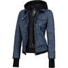 image:imageDecrum Real Lambskin Bomber Jacket Women with Detachable HoodDistressed Wash Blue New
