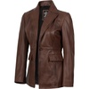 image:imageDecrum Womens 100 Lambskin Leather Blazer Jacket Business Casual StyleCognac