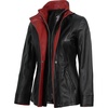 image:imageWomens 100 Lambskin Leather Jacket Wide Notch Lapel Collar with Zip FrontBlack  Red