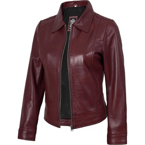 image:imageDecrum Womens Real Lambskin Leather Vintage Style Jacket for WomenJose  Women Burgundy Leather Jackets