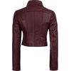 image:imageDecrum 100 Real Lambskin Cropped Womens Leather Jacket With Zipper ClosureBurgundy