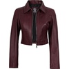 image:imageDecrum 100 Real Lambskin Cropped Womens Leather Jacket With Zipper ClosureBurgundy