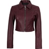 image:imageDecrum 100 Real Lambskin Cropped Womens Leather Jacket With Zipper ClosureBurgundy