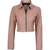 image:imageDecrum 100 Real Lambskin Cropped Womens Leather Jacket With Zipper ClosurePink