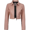 image:imageDecrum 100 Real Lambskin Cropped Womens Leather Jacket With Zipper ClosurePink