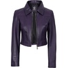 image:imageDecrum 100 Real Lambskin Cropped Womens Leather Jacket With Zipper ClosurePurple