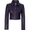 image:imageDecrum 100 Real Lambskin Cropped Womens Leather Jacket With Zipper ClosurePurple