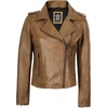 image:imageDecrum Asymmetrical Moto Style Real Lambskin Leather Biker Jacket WomenCamel