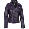 image:imageDecrum Asymmetrical Moto Style Real Lambskin Leather Biker Jacket WomenPurple Wax