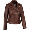 image:imageDecrum Asymmetrical Real Lambskin Leather Jacket Women Motorcycle StyleCognac