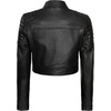 image:imageDecrum Black And Brown Real Lambskin Leather Cropped Jackets For WomenE Black