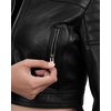 image:imageDecrum Black And Brown Real Lambskin Leather Cropped Jackets For WomenE Black
