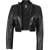 image:imageDecrum Black And Brown Real Lambskin Leather Cropped Jackets For WomenE Black