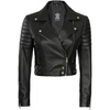 image:imageDecrum Black And Brown Real Lambskin Leather Cropped Jackets For WomenJ Black