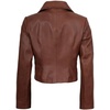 image:imageDecrum Black And Brown Real Lambskin Leather Cropped Jackets For WomenO Cognac