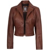 image:imageDecrum Black And Brown Real Lambskin Leather Cropped Jackets For WomenO Cognac