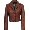 image:imageDecrum Black And Brown Real Lambskin Leather Cropped Jackets For WomenO Cognac