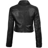 image:imageDecrum Cropped Leather Jacket for Women Real Lambskin Shirt Collar StyleBlack