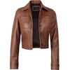 image:imageDecrum Cropped Leather Jacket for Women Real Lambskin Shirt Collar StyleCognac
