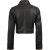 image:imageDecrum Cropped Leather Jacket for Women Real Lambskin Shirt Collar StyleDark Brown Ruboff