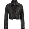 image:imageDecrum Cropped Leather Jacket for Women Real Lambskin Shirt Collar StyleDark Brown Ruboff