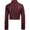 image:imageDecrum Cropped Leather Jacket for Women Real Lambskin Shirt Collar StyleMaroon Wax