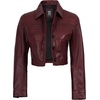 image:imageDecrum Cropped Leather Jacket for Women Real Lambskin Shirt Collar StyleMaroon Wax