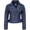 image:imageDecrum Real Lambskin Women Leather Jacket Asymmetrical Motorcycle StyleWashed Distress Blue
