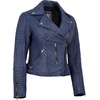 image:imageDecrum Real Lambskin Women Leather Jacket Asymmetrical Motorcycle StyleWashed Distress Blue