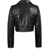 image:imageReal Lambskin Asymmetrical Cropped Leather Jacket Women Motocycle StyleBlack