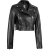 image:imageReal Lambskin Asymmetrical Cropped Leather Jacket Women Motocycle StyleBlack