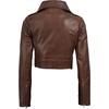 image:imageReal Lambskin Asymmetrical Cropped Leather Jacket Women Motocycle StyleCognac Wax