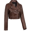 image:imageReal Lambskin Asymmetrical Cropped Leather Jacket Women Motocycle StyleCognac Wax