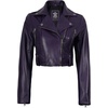 image:imageReal Lambskin Asymmetrical Cropped Leather Jacket Women Motocycle StylePurple