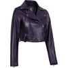 image:imageReal Lambskin Asymmetrical Cropped Leather Jacket Women Motocycle StylePurple