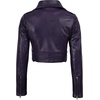image:imageReal Lambskin Asymmetrical Cropped Leather Jacket Women Motocycle StylePurple