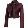 image:imageDecrum 100 Real Lambskin Cropped Womens Leather Jacket With Zipper ClosureBurgundy
