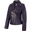 image:imageDecrum Asymmetrical Moto Style Real Lambskin Leather Biker Jacket WomenPurple Wax