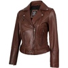image:imageDecrum Asymmetrical Real Lambskin Leather Jacket Women Motorcycle StyleCognac