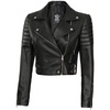 image:imageDecrum Black And Brown Real Lambskin Leather Cropped Jackets For WomenJ Black