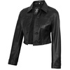 image:imageDecrum Cropped Leather Jacket for Women Real Lambskin Shirt Collar StyleBlack