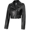 image:imageReal Lambskin Asymmetrical Cropped Leather Jacket Women Motocycle StyleBlack