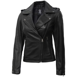 image:imageDecrum Asymmetrical Moto Style Real Lambskin Leather Biker Jacket WomenBlack
