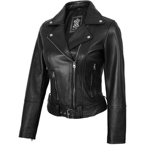 image:imageDecrum Asymmetrical Real Lambskin Leather Jacket Women Motorcycle StyleBlack