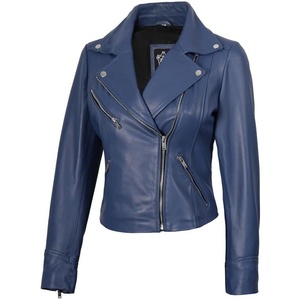 image:imageDecrum Asymmetrical Womens Leather Jacket  Motorcycle Style Leather Jackets for WomenBlue